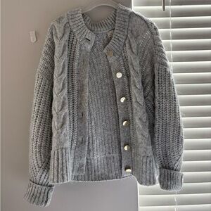 A New Day Light Gray Cable Knit Cardigan
